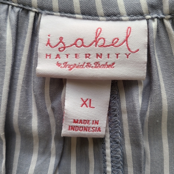 Ingrid & Isabel Maternity Stripes Mini Dress Blouse Shortsleeve Tops - Picture 9 of 12